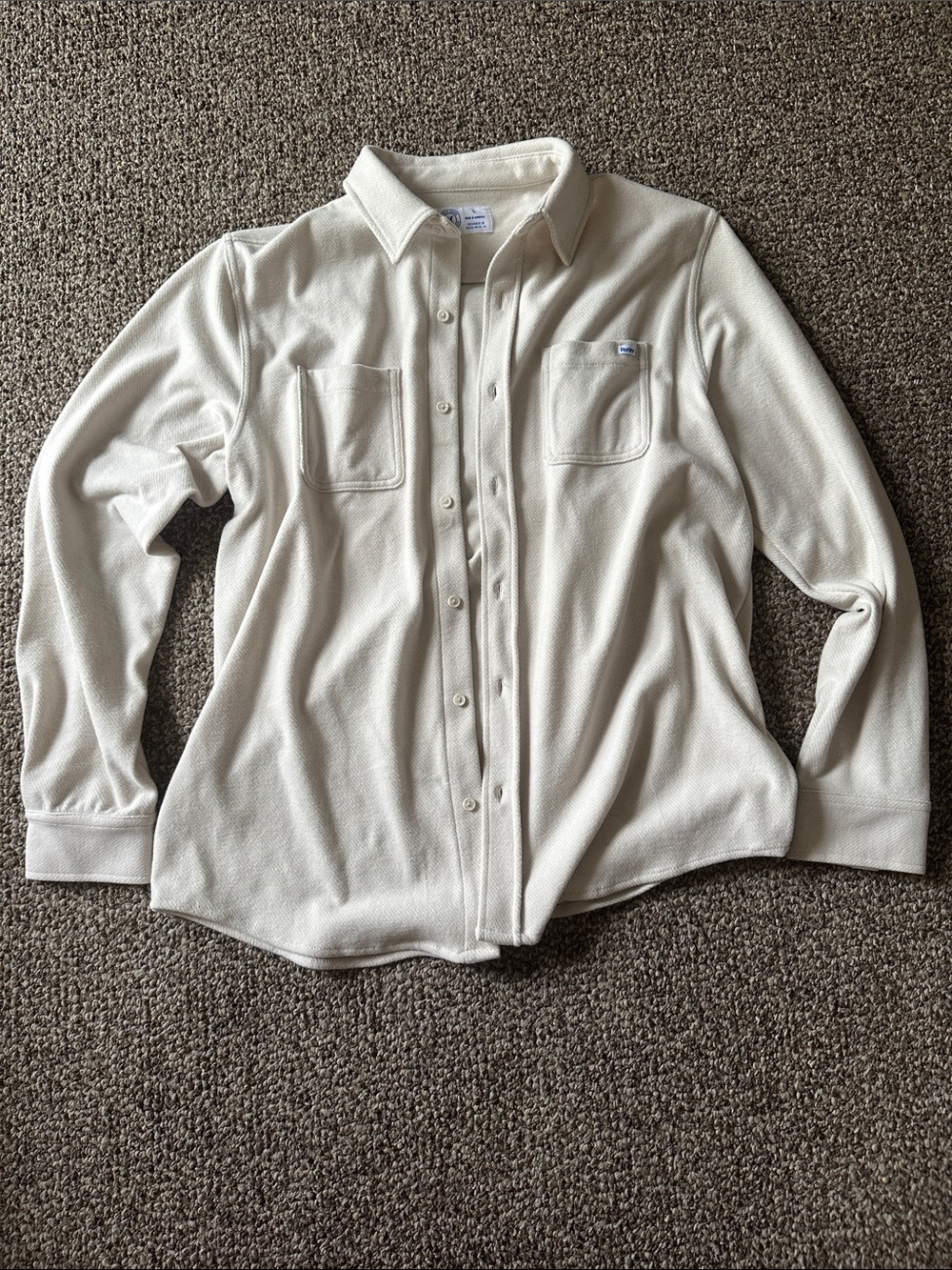 Hurley Men's Cream Long-Sleeve Button-Up Shirt Jacket Fleece